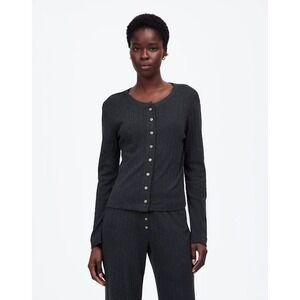 NWT Madewell x LESET Pointelle Classic Crew Cardigan Grey Melange Extra Small